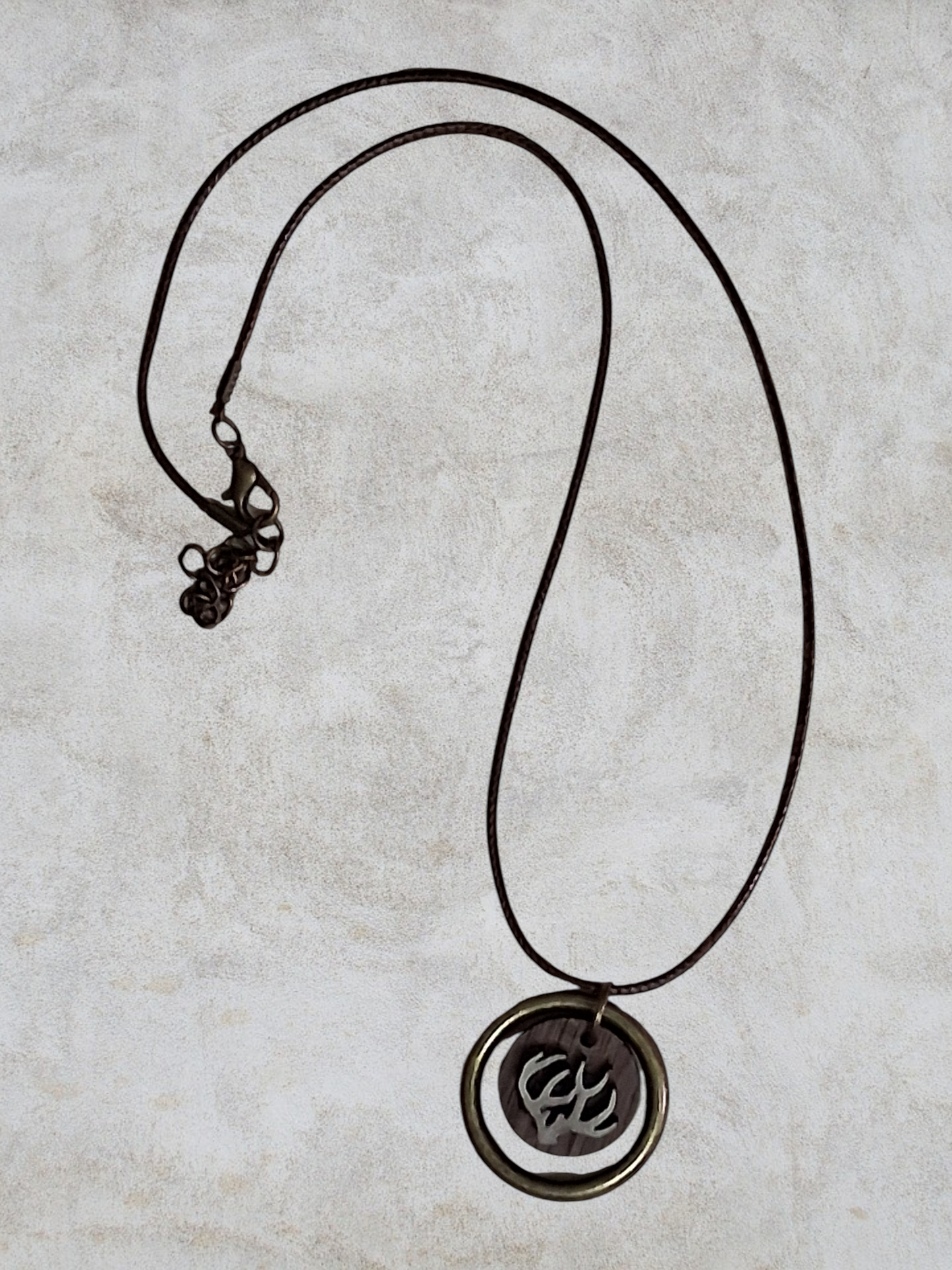 Laser Cut Wood & Leather Antler Necklace – Antique Brass