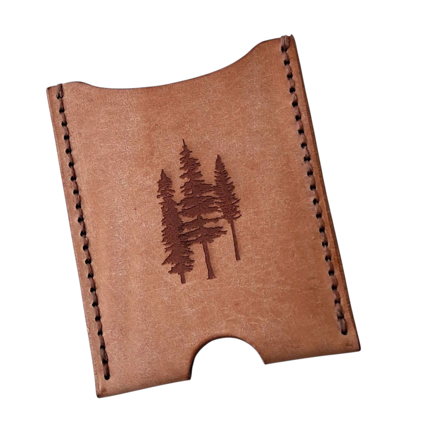 Rustic Chestnut Veg-Tan Leather Card Sleeve – Handcrafted Minimalist Wallet