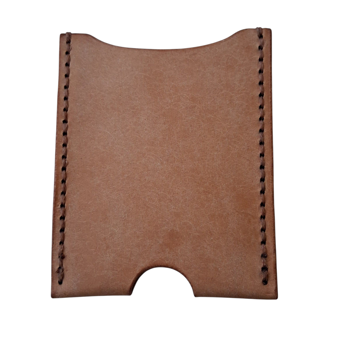 Rustic Chestnut Veg-Tan Leather Card Sleeve – Handcrafted Minimalist Wallet