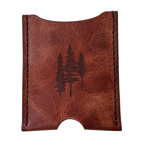 Rustic Chestnut Veg-Tan Leather Card Sleeve – Handcrafted Minimalist Wallet