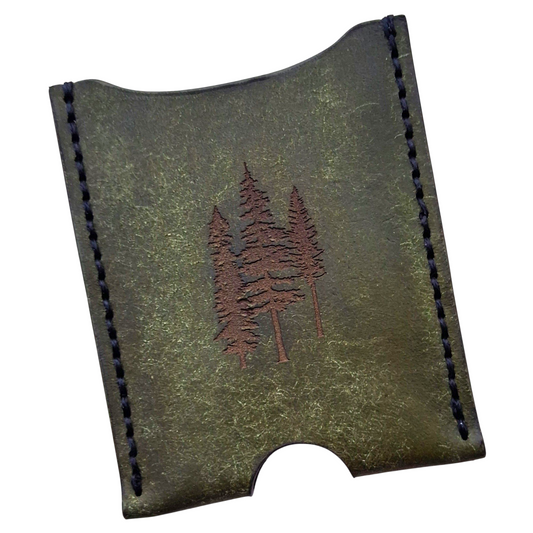 Pueblo Olive Green Leather Card Sleeve – Handcrafted Minimalist Wallet