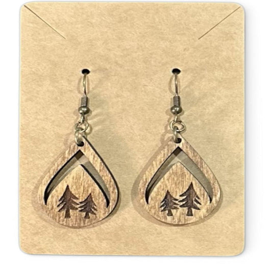 Handmade Laser-Cut Wood Earrings